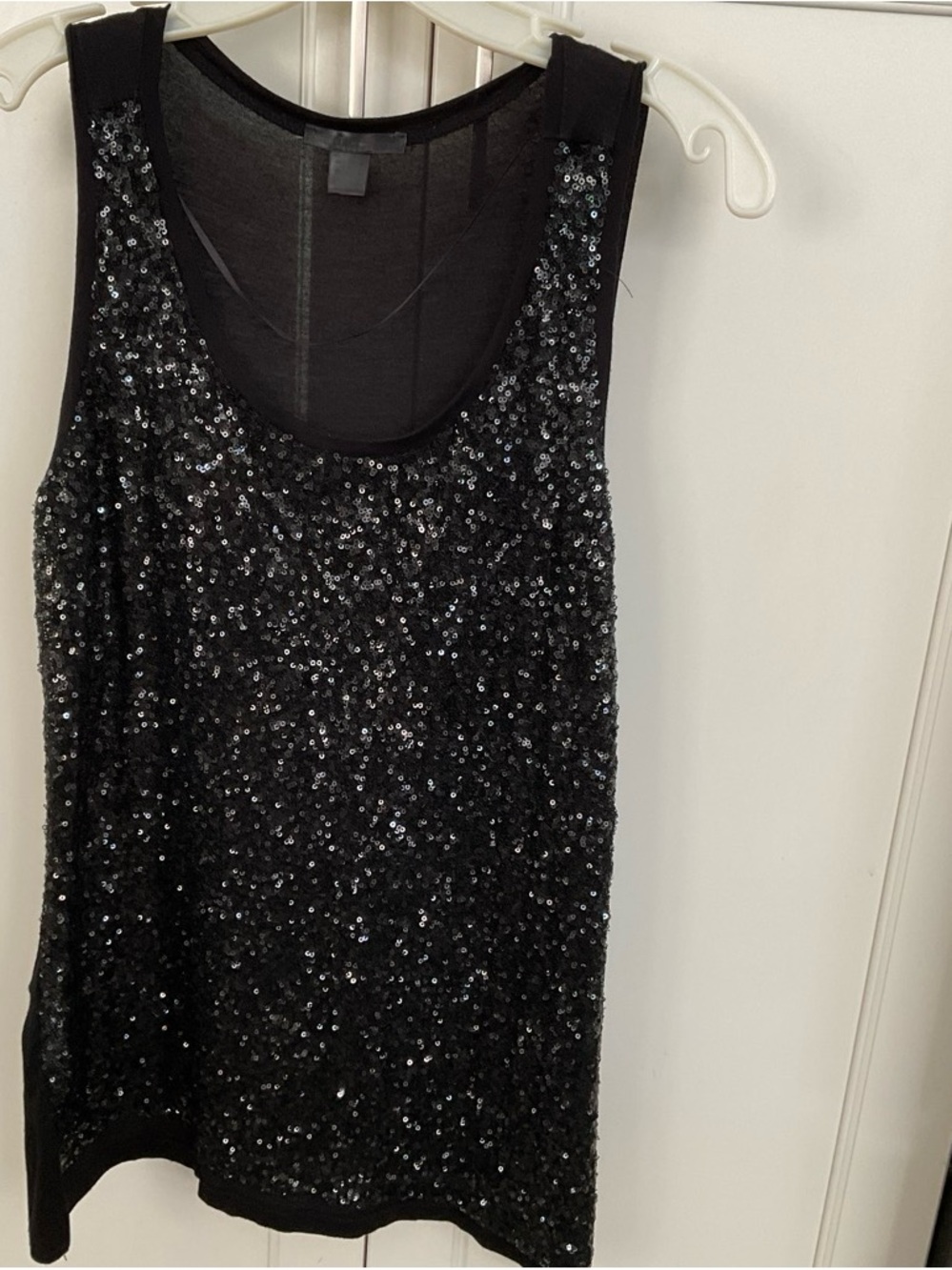 Black Sequin Tank Top - Women's Sparkle Evening Shell